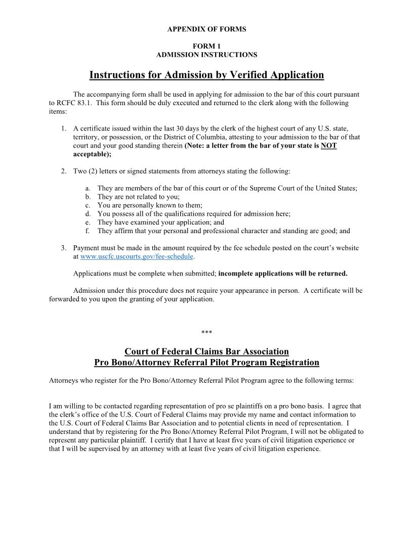 Form 1 Admission (To Practice) {1} | Pdf Fpdf Doc Docx | Official Federal Forms