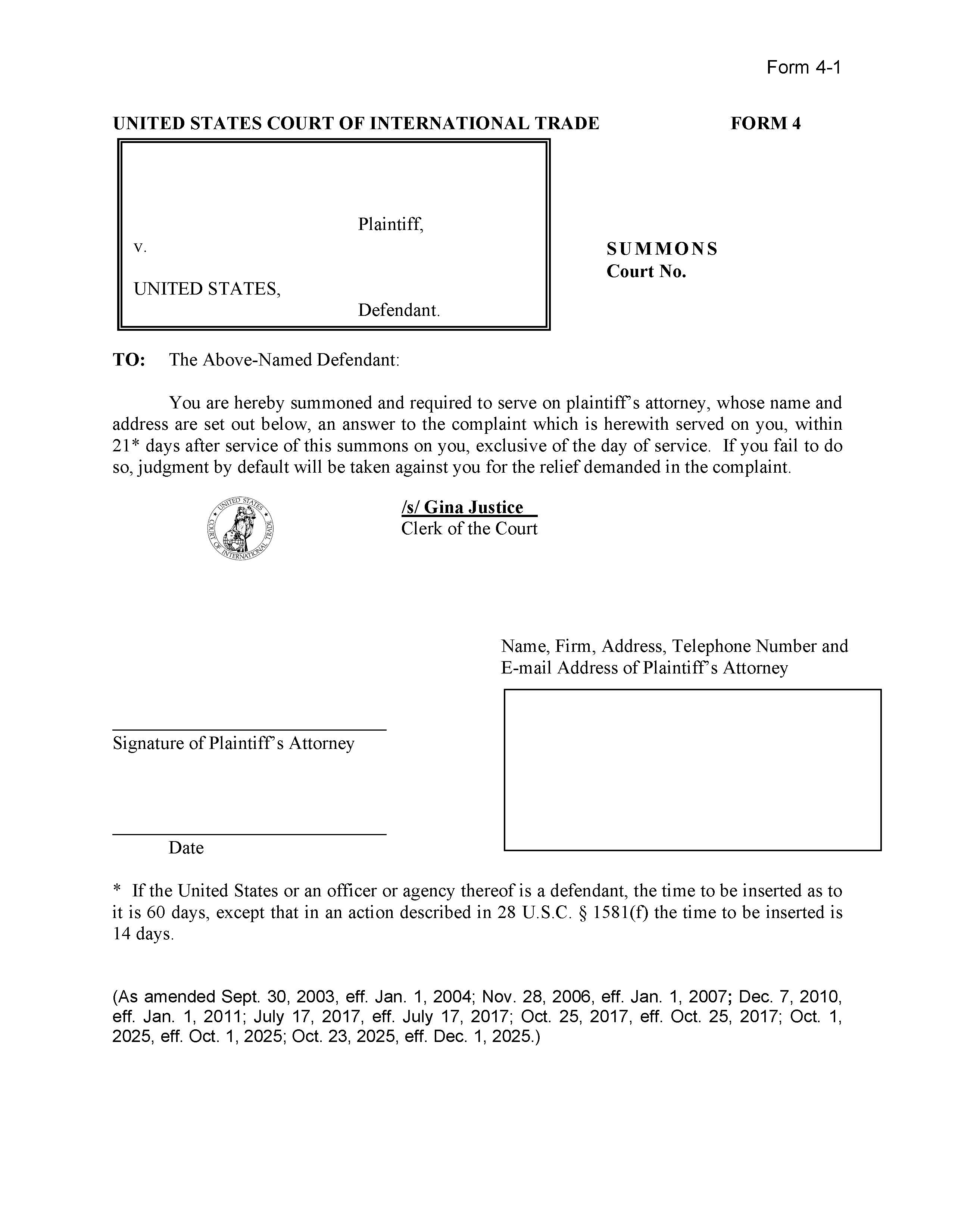 Form 4 Summons (General) {4} | Pdf Fpdf Doc Docx | Official Federal Forms