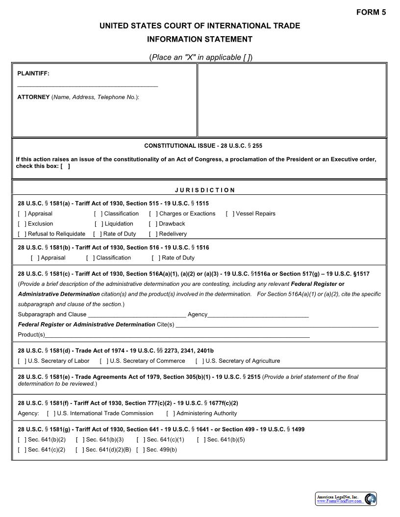 Form 5 Information Statement {5} | Pdf Fpdf Docx | Official Federal Forms