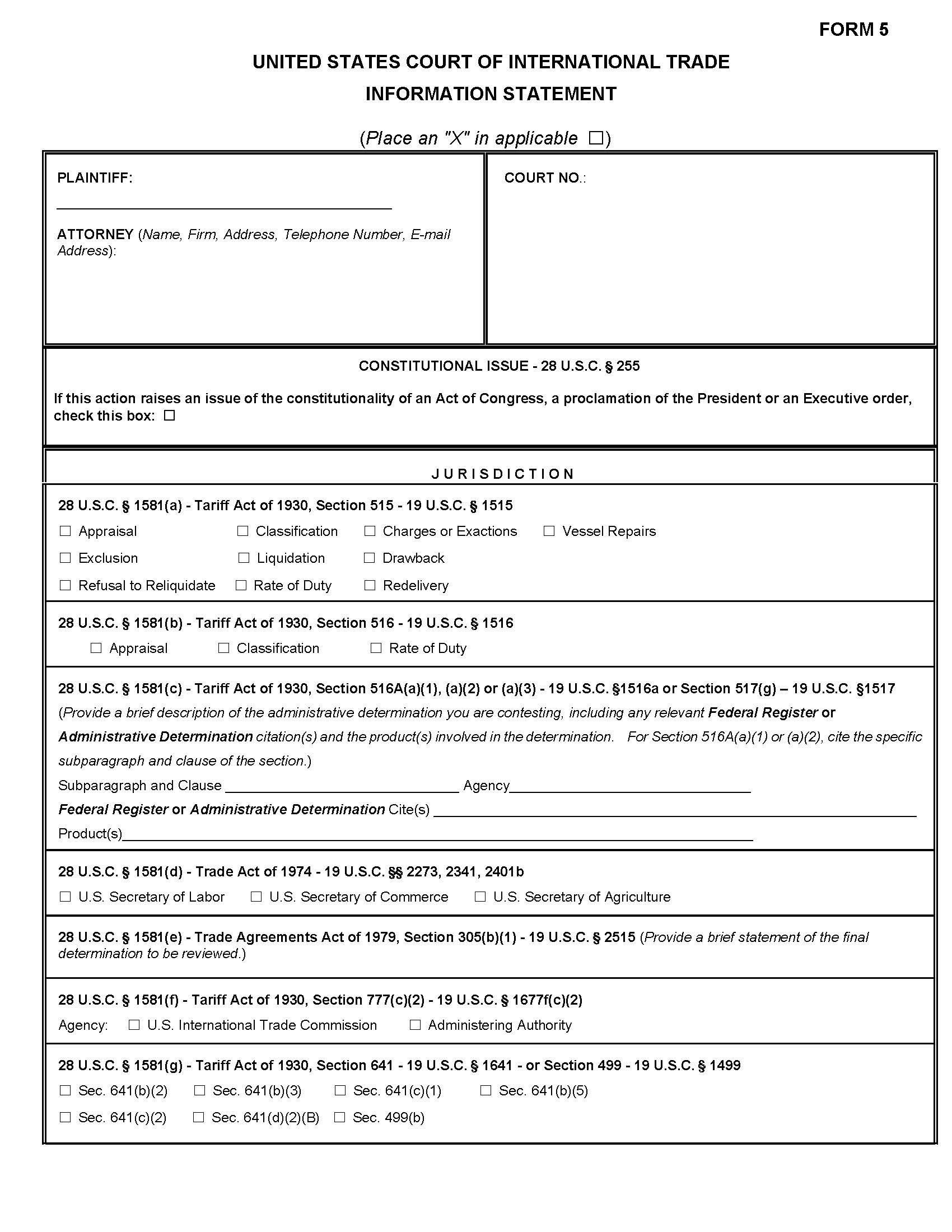 Form 5 Information Statement {5} | Pdf Fpdf Docx | Official Federal Forms