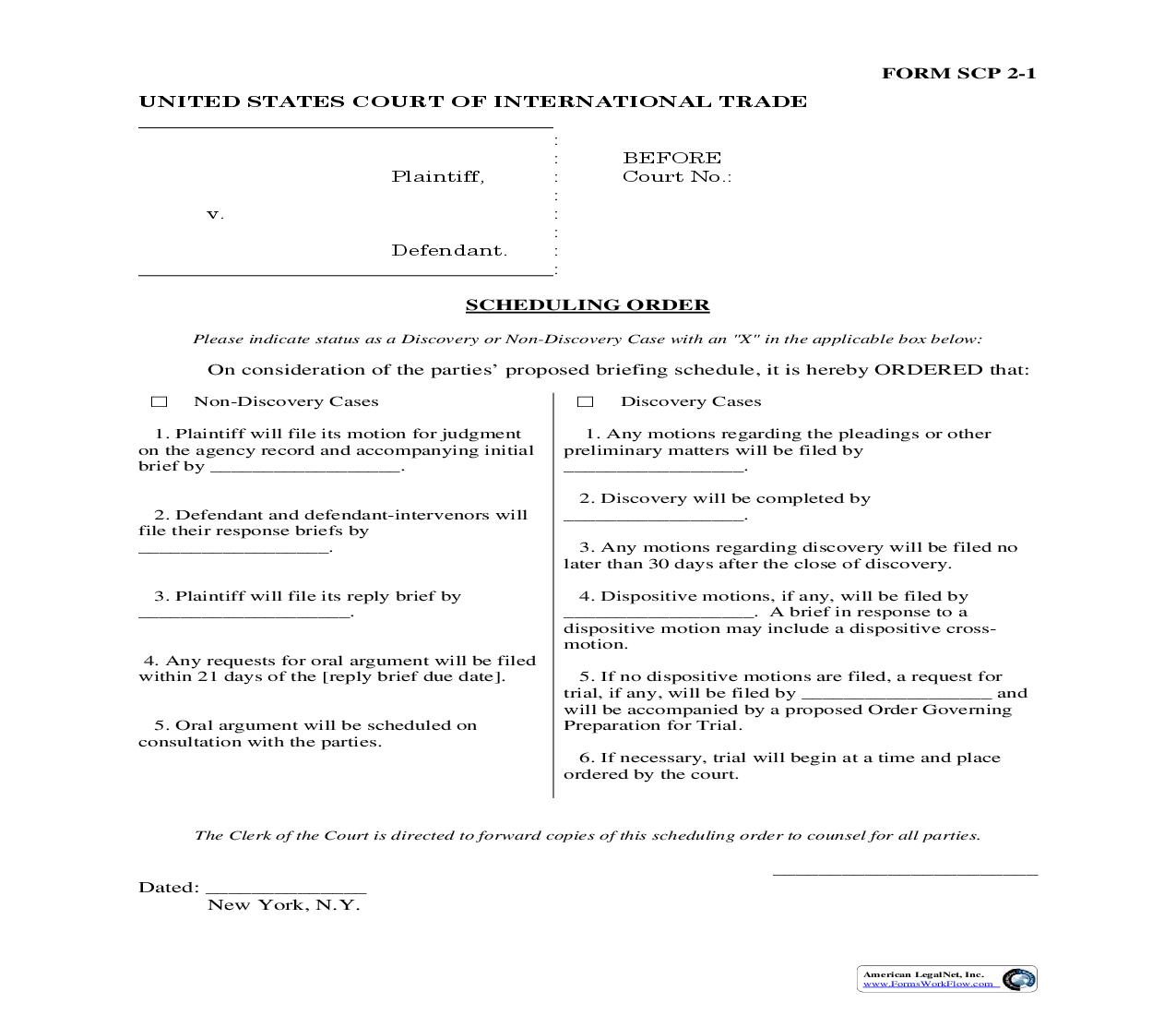 Form SCP 2 Scheduling Order {SCP 2} | Pdf Fpdf Doc Docx | Official Federal Forms
