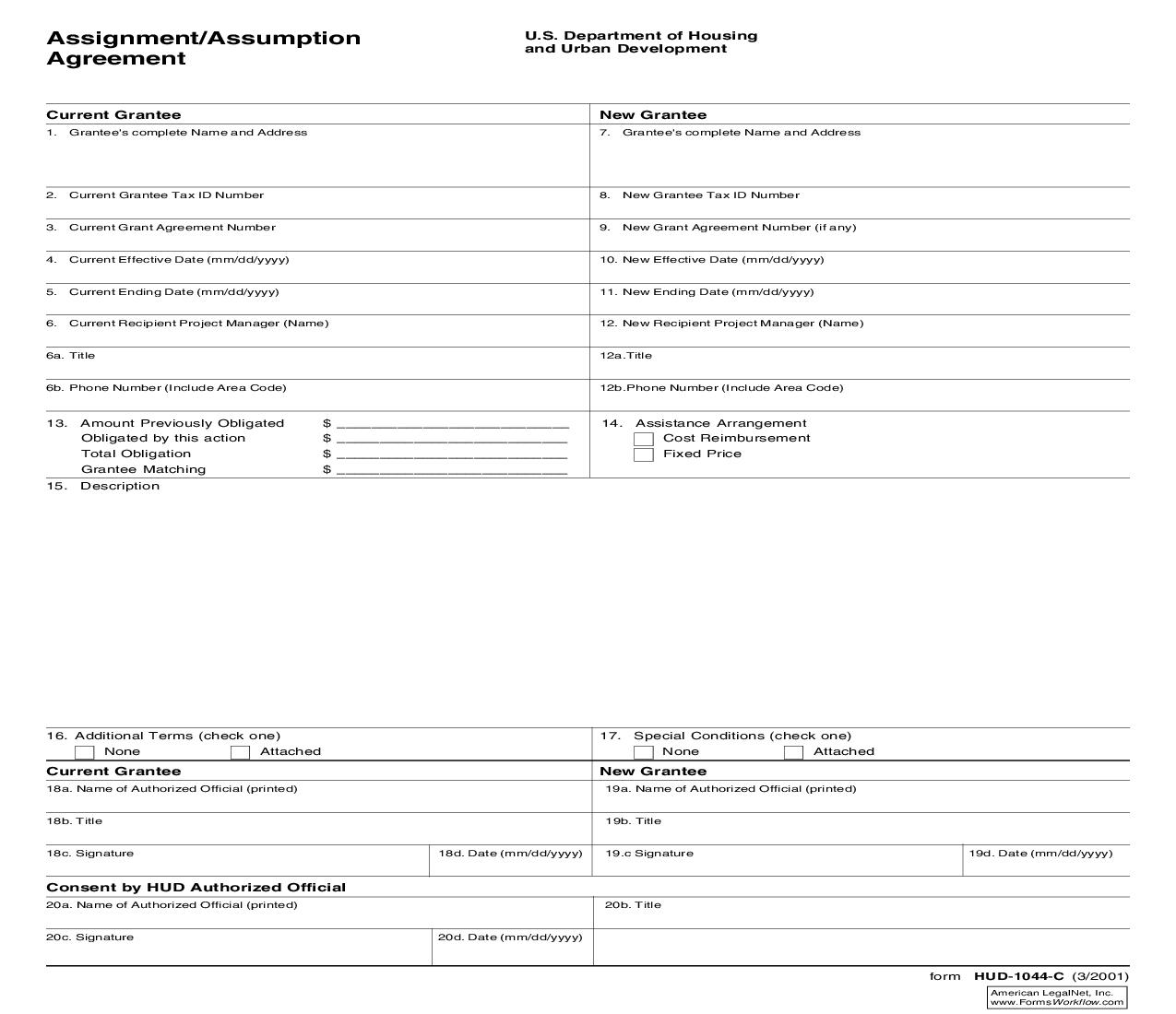 Assignment-Assumption Agreement {HUD-1044-C} | Pdf Fpdf Doc Docx | Official Federal Forms