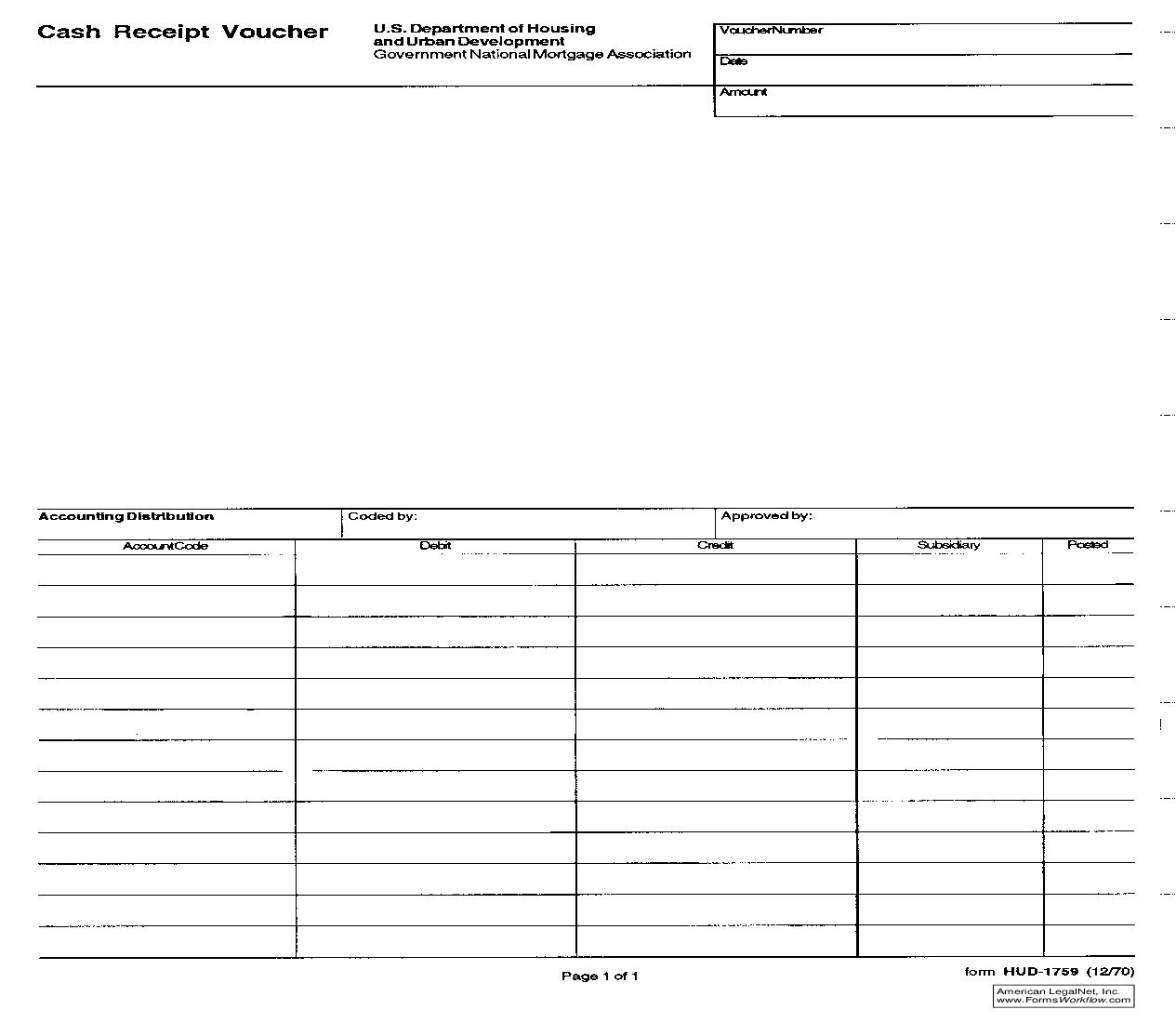 Cash Receipt Voucher {HUD-1759} | Pdf Fpdf Doc Docx | Official Federal Forms