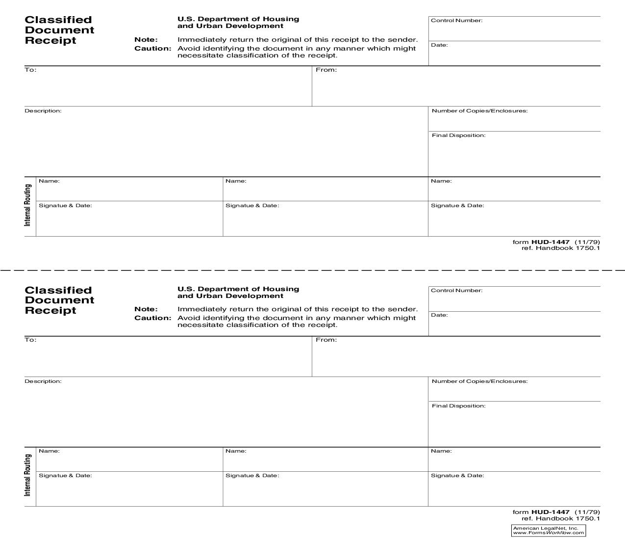 Classified Document Receipt {HUD-1447} | Pdf Fpdf Doc Docx | Official Federal Forms