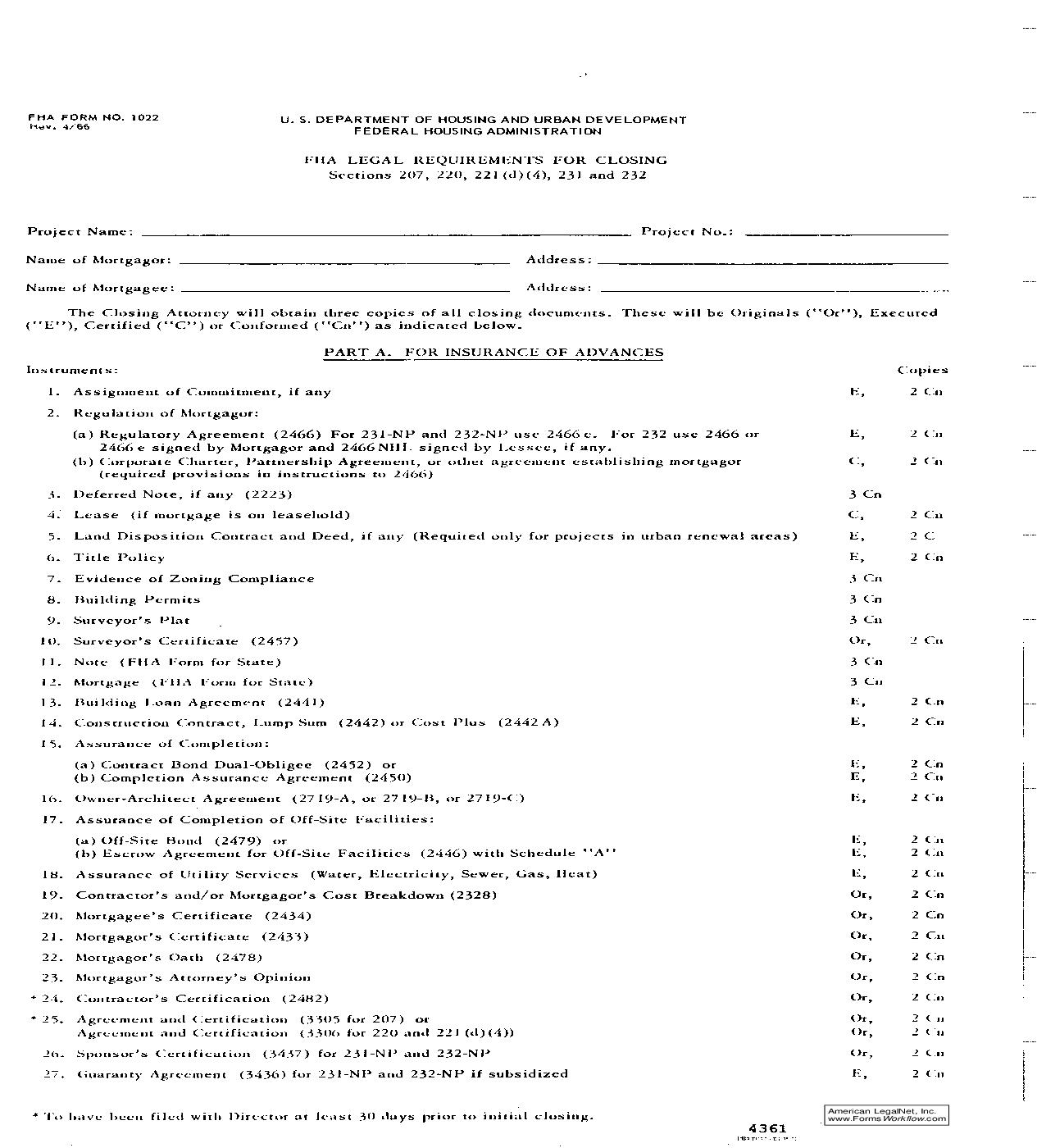 FHA Legal Requirements For Closing {FHA-1022} | Pdf Fpdf Doc Docx | Official Federal Forms