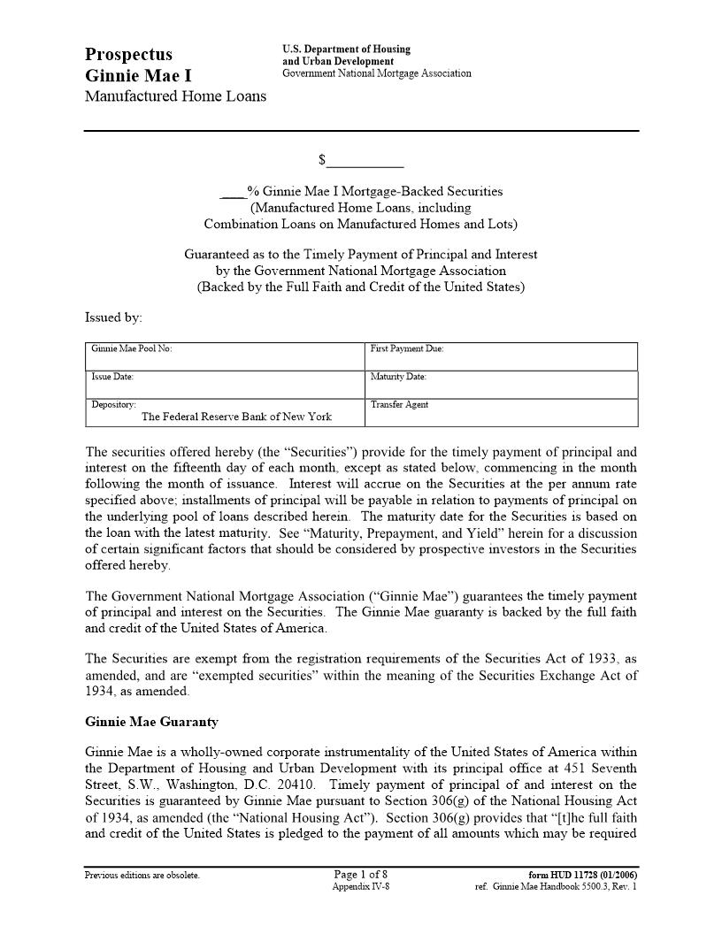 Prospectus GNMA I {HUD-11728} | Pdf Fpdf Doc Docx | Official Federal Forms