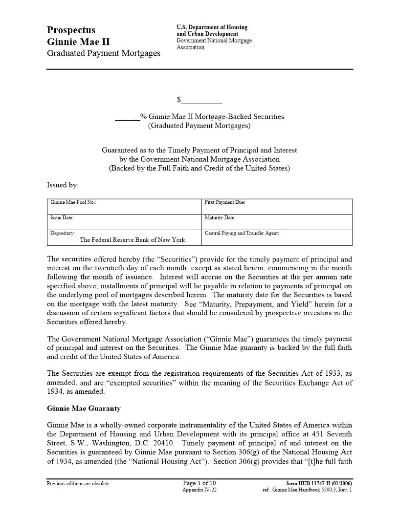 Prospectus GNMA II {HUD-11747-II} | Pdf Fpdf Doc Docx | Official Federal Forms