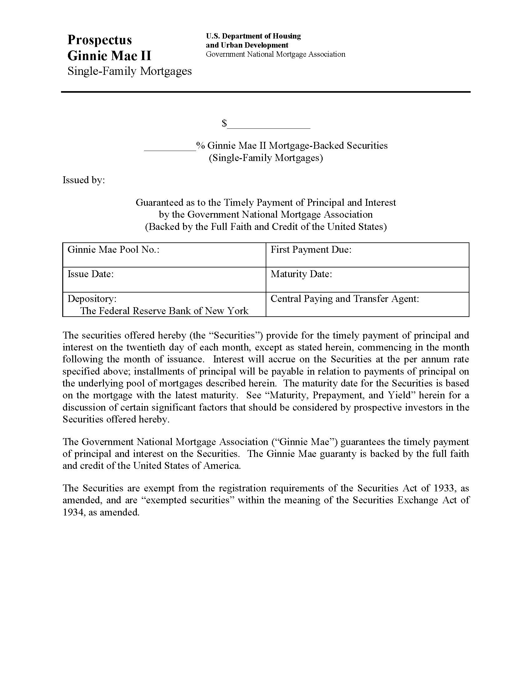 Prospectus GNMA II Single-Family Mortgages {HUD-11717-II} | Pdf Fpdf Doc Docx | Official Federal Forms