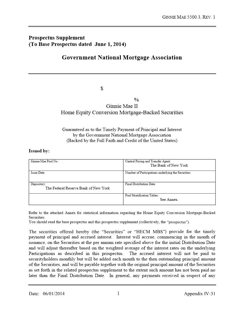 Prospectus Supplemental To Ginnie Mae II Home Equity Conversion Mortgage-Backed-Securities {HUD-11777-II} | Pdf Fpdf Doc Docx | Official Federal Forms