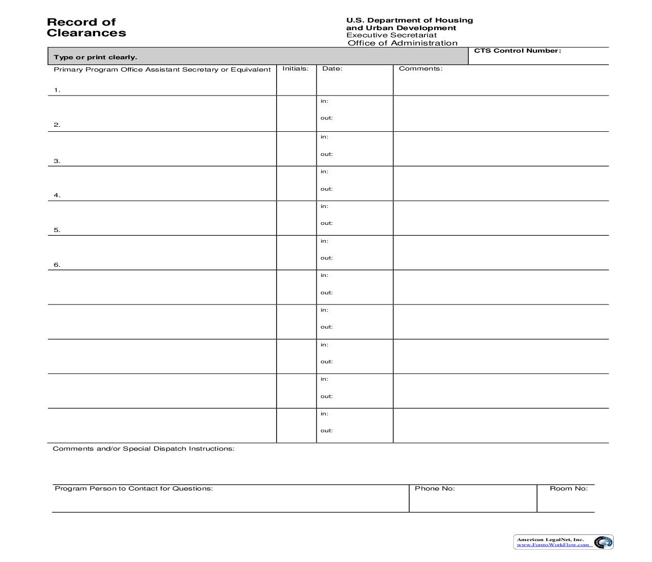 Record Of Clearances {HUD-1047} | Pdf Fpdf Doc Docx | Official Federal Forms