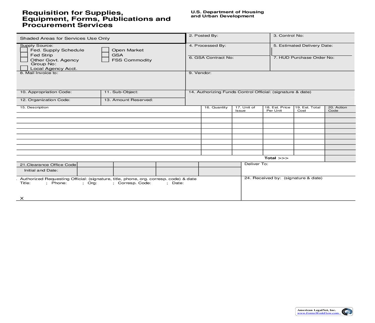 Requisition For Supplies Equipment Forms Publications And Procurement {HUD-10.4} | Pdf Fpdf Doc Docx | Official Federal Forms