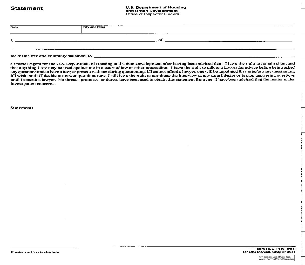 Statement {HUD-1440} | Pdf Fpdf Doc Docx | Official Federal Forms