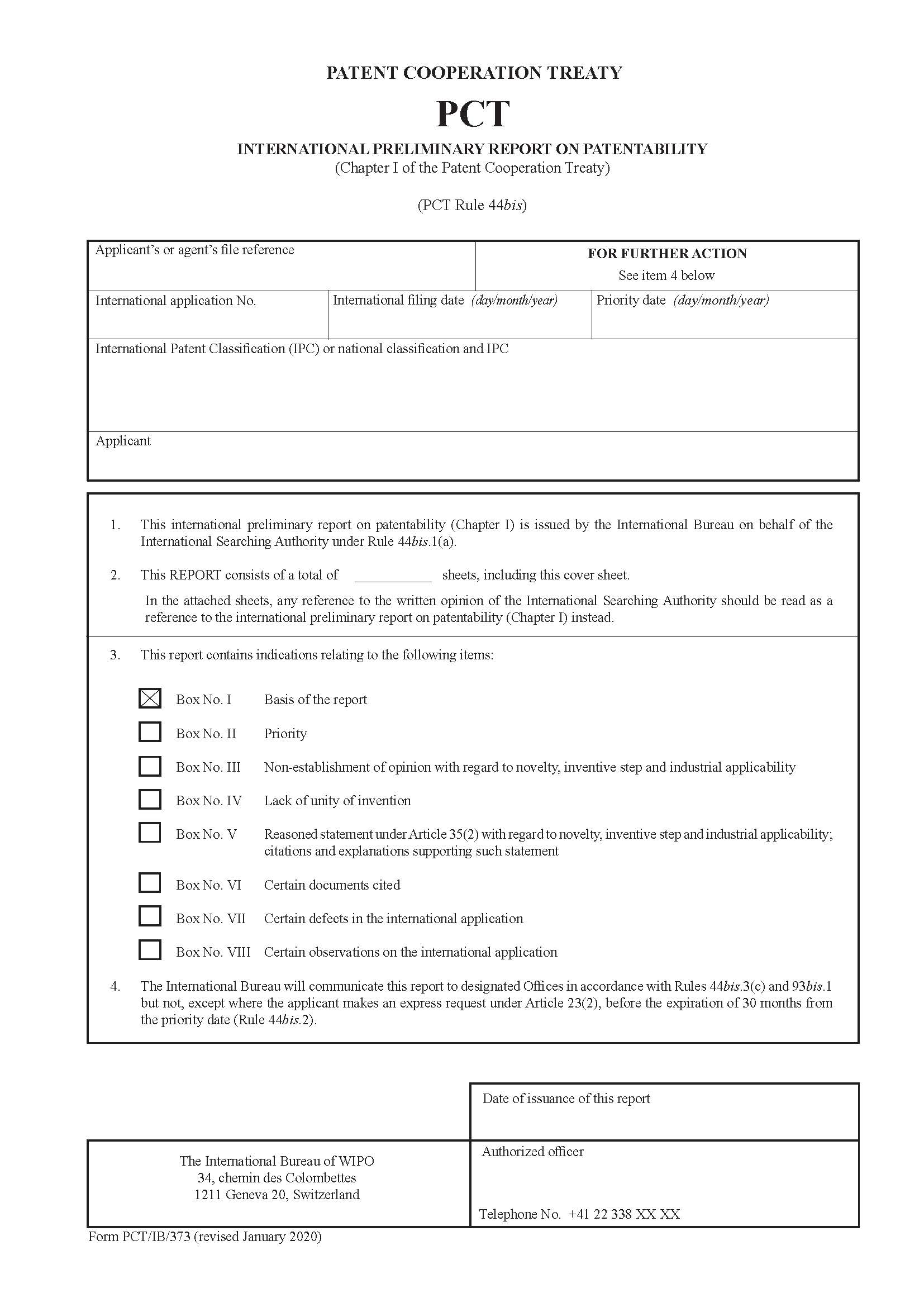 International Preliminary Report On Patentability {PCT-IB-373} | Pdf Fpdf Docx | Official Federal Forms