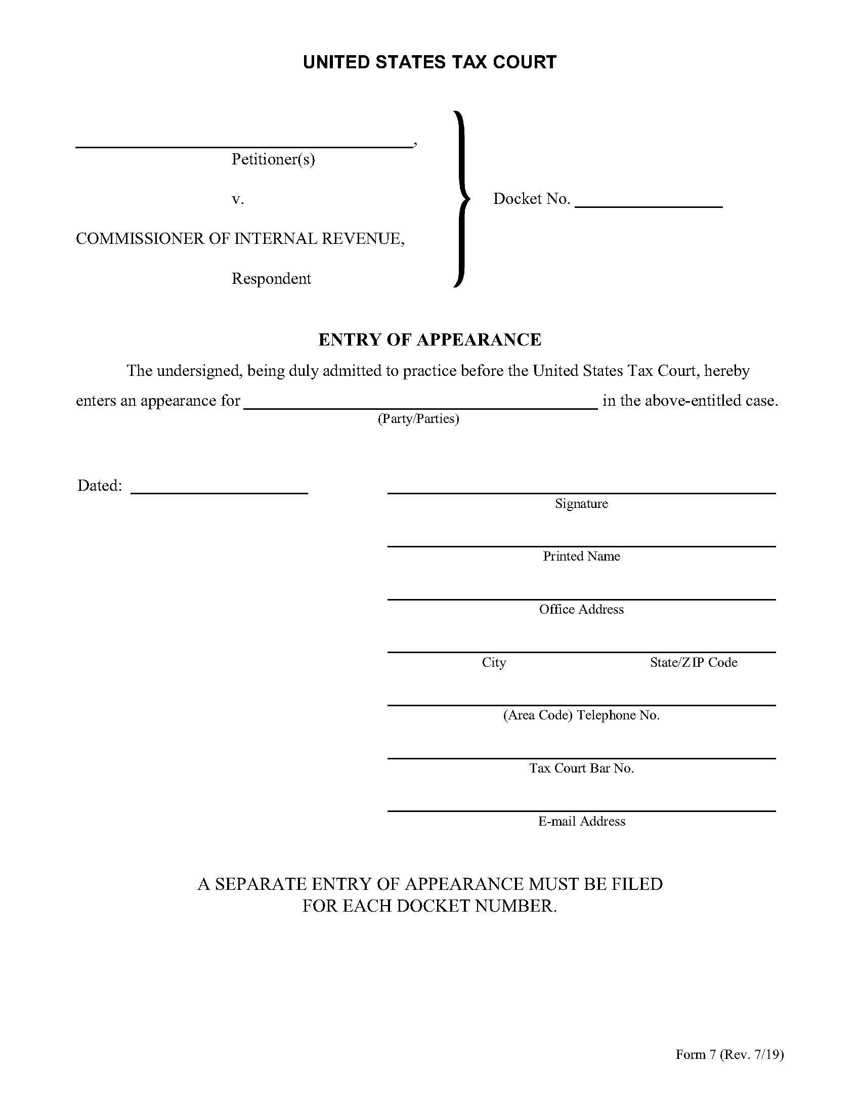 Entry Of Appearance {7} | Pdf Fpdf Doc Docx | Official Federal Forms