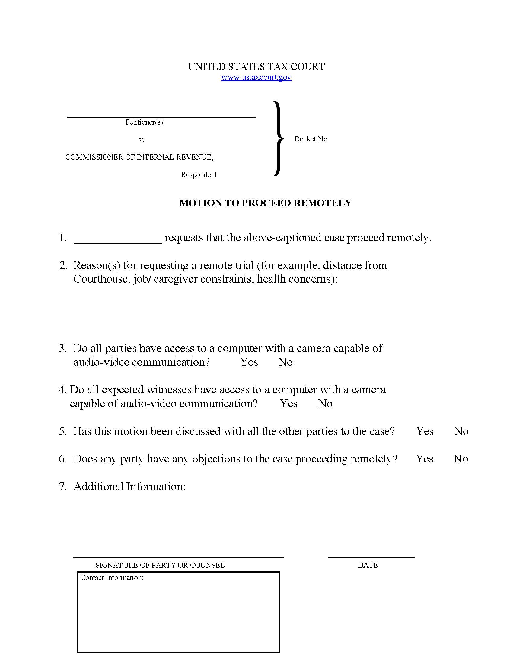 Motion To Proceed Remotely | Pdf Fpdf Docx | Official Federal Forms