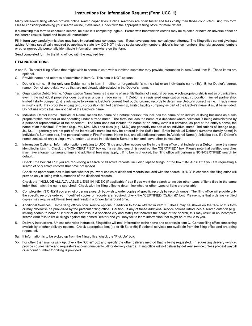UCC-11 Information Request (National) {UCC-11} | Pdf Fpdf Doc Docx | Official Federal Forms