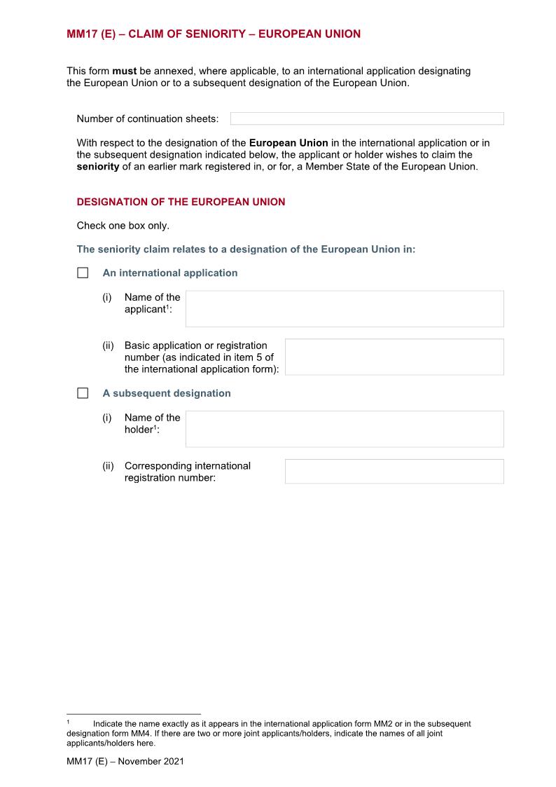 Claim Of Seniority {MM17(E)} | Pdf Fpdf Doc Docx | Official Federal Forms
