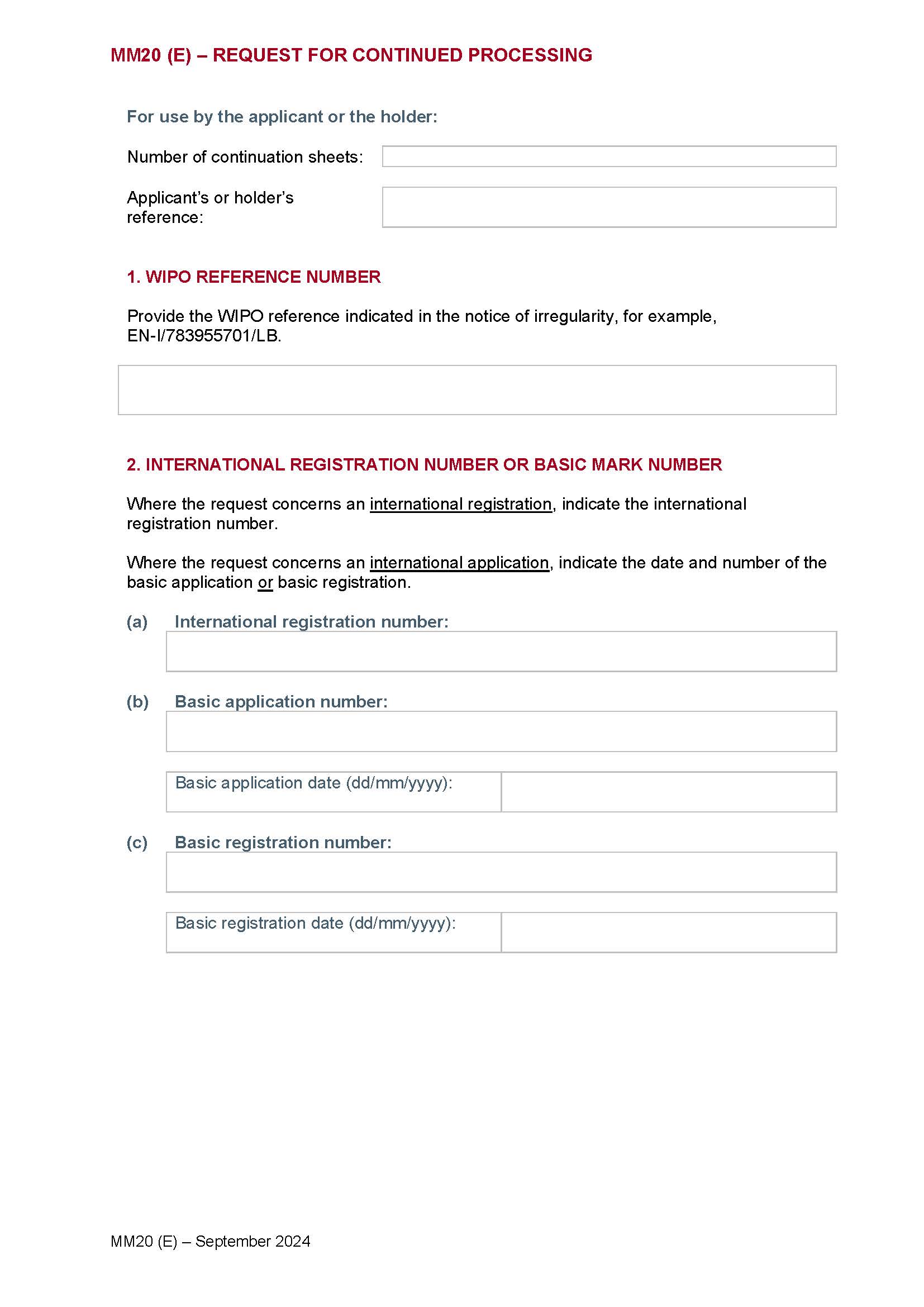 Request For Continued Processing {MM20(E)} | Pdf Fpdf Doc Docx | Official Federal Forms