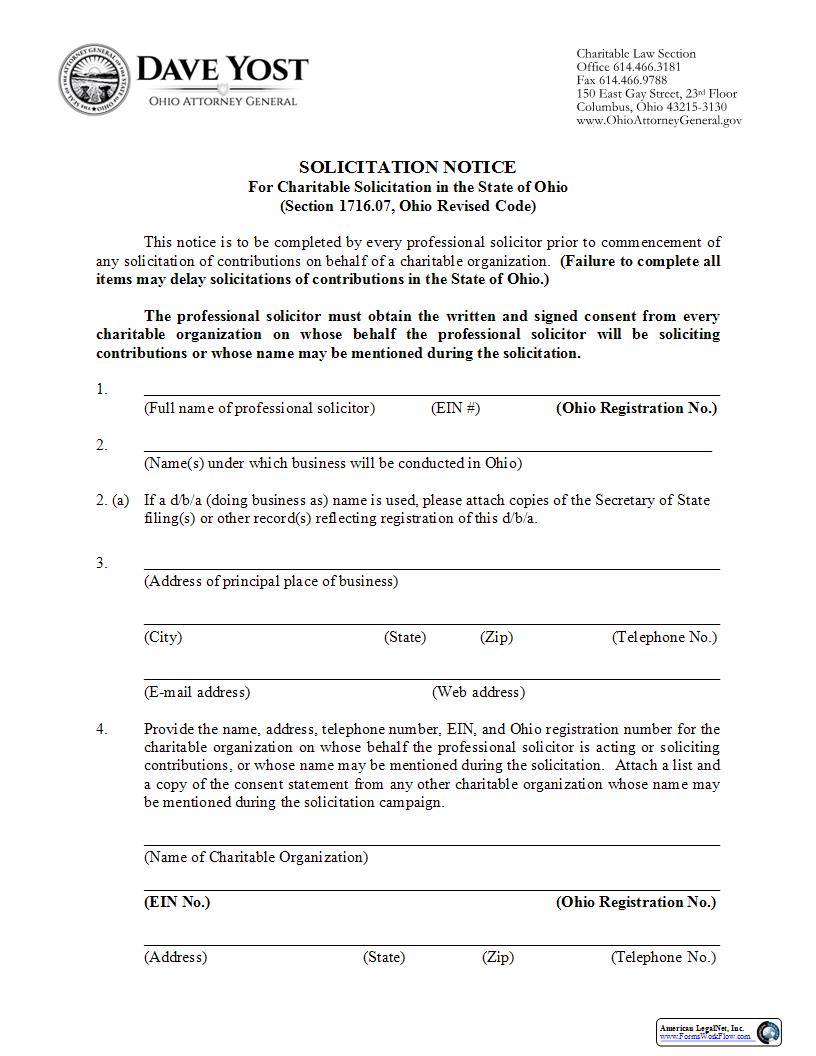 Solicitation Notice | Pdf Fpdf Docx | Ohio