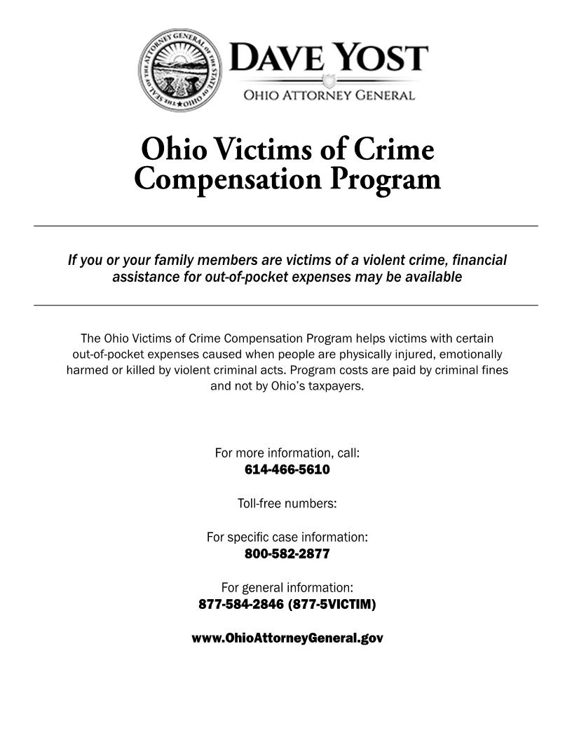 Application For Crime Victim Compensation | Pdf Fpdf Docx | Ohio