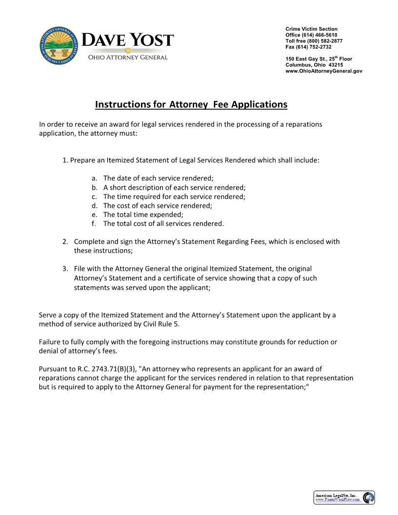 Attorneys Statement Regarding Fees | Pdf Fpdf Docx | Ohio