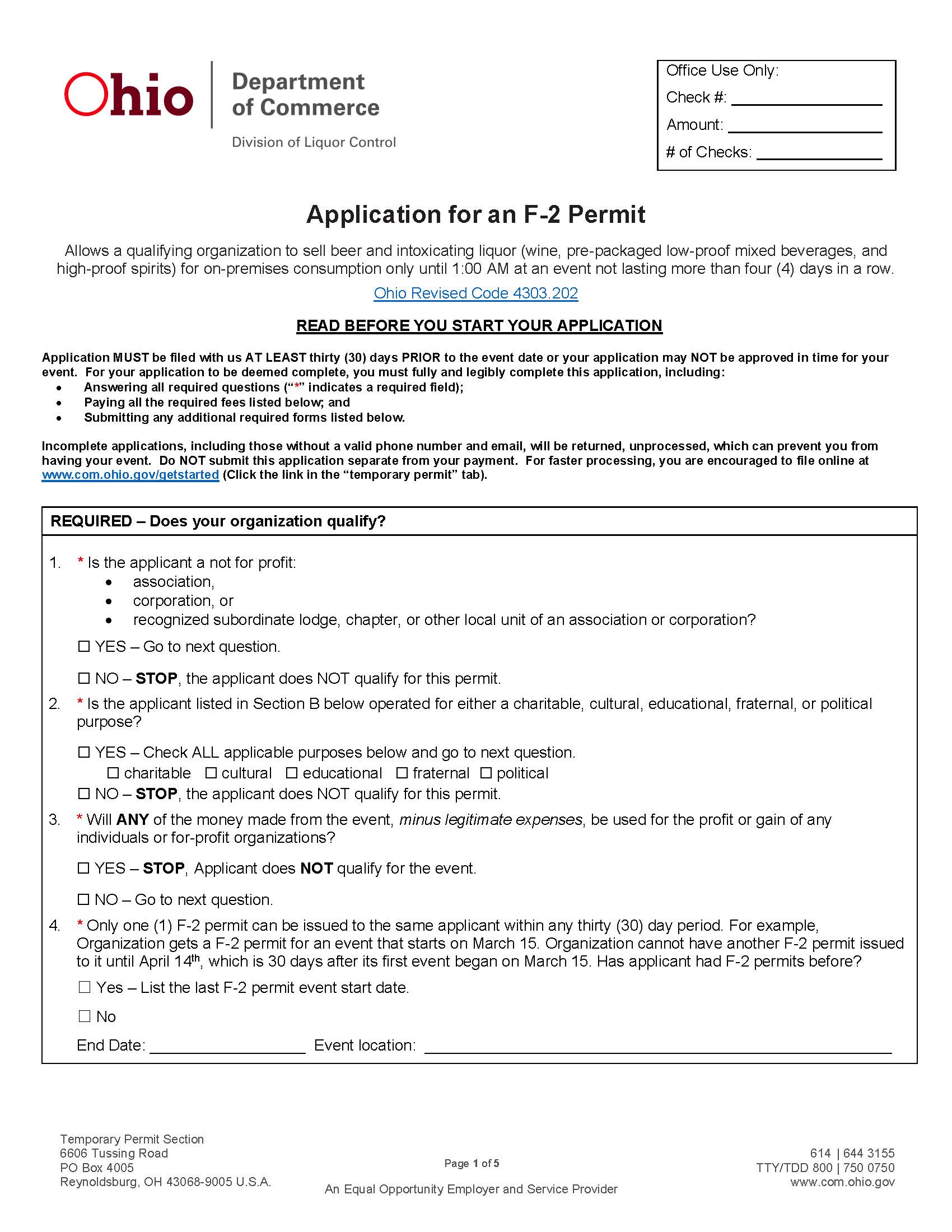 F-2 Permit Application {DLC 4138} | Pdf Fpdf Doc Docx | Ohio