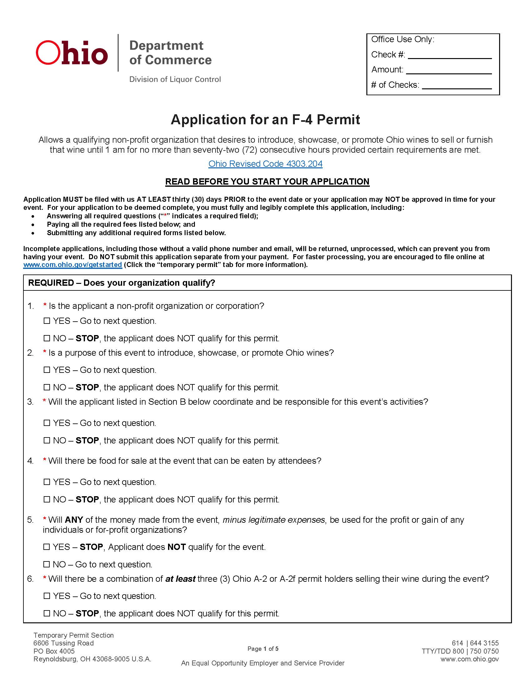 F-4 Permit Application {DLC 4200} | Pdf Fpdf Doc Docx | Ohio