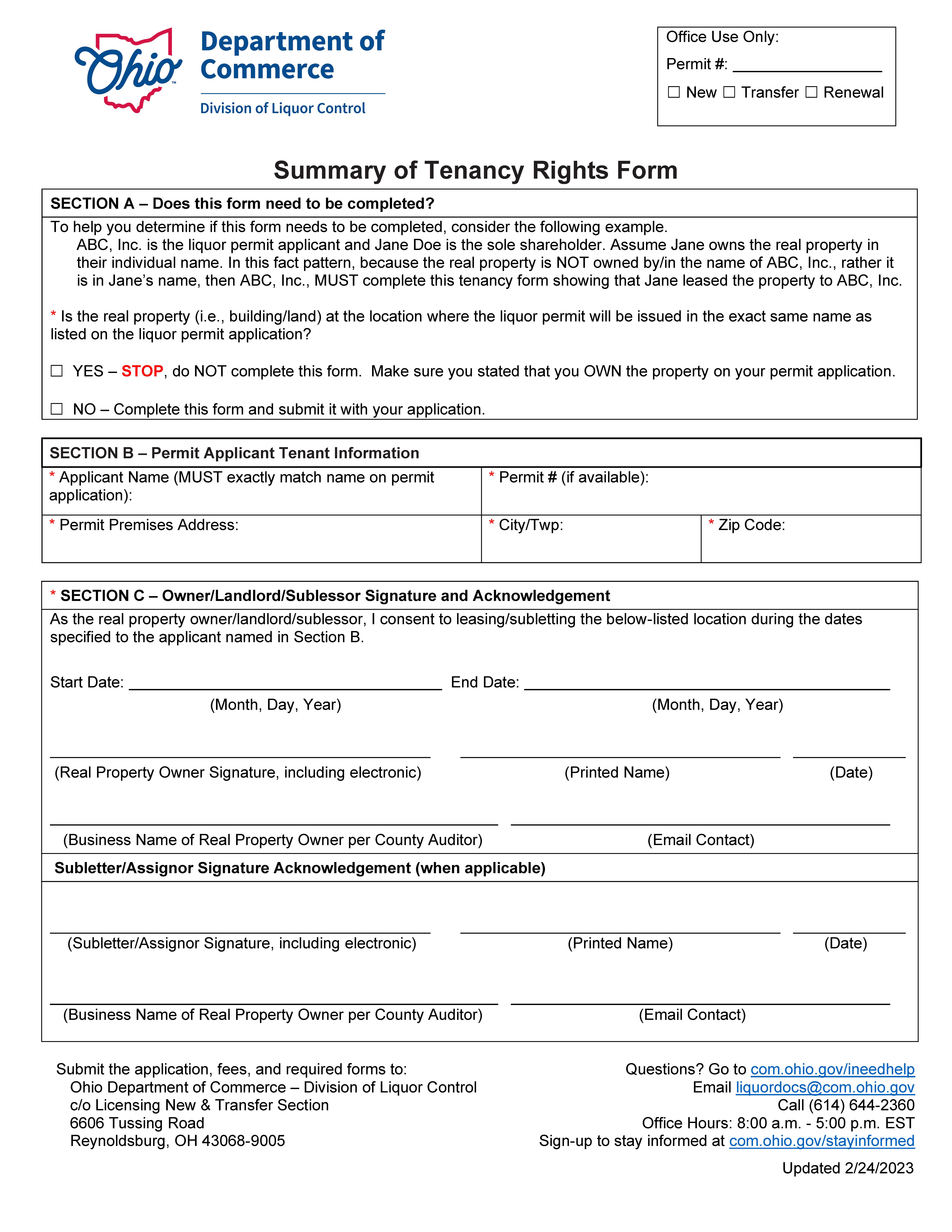 Summary Of Tenancy Rights {DLC 4085} | Pdf Fpdf Docx | Ohio