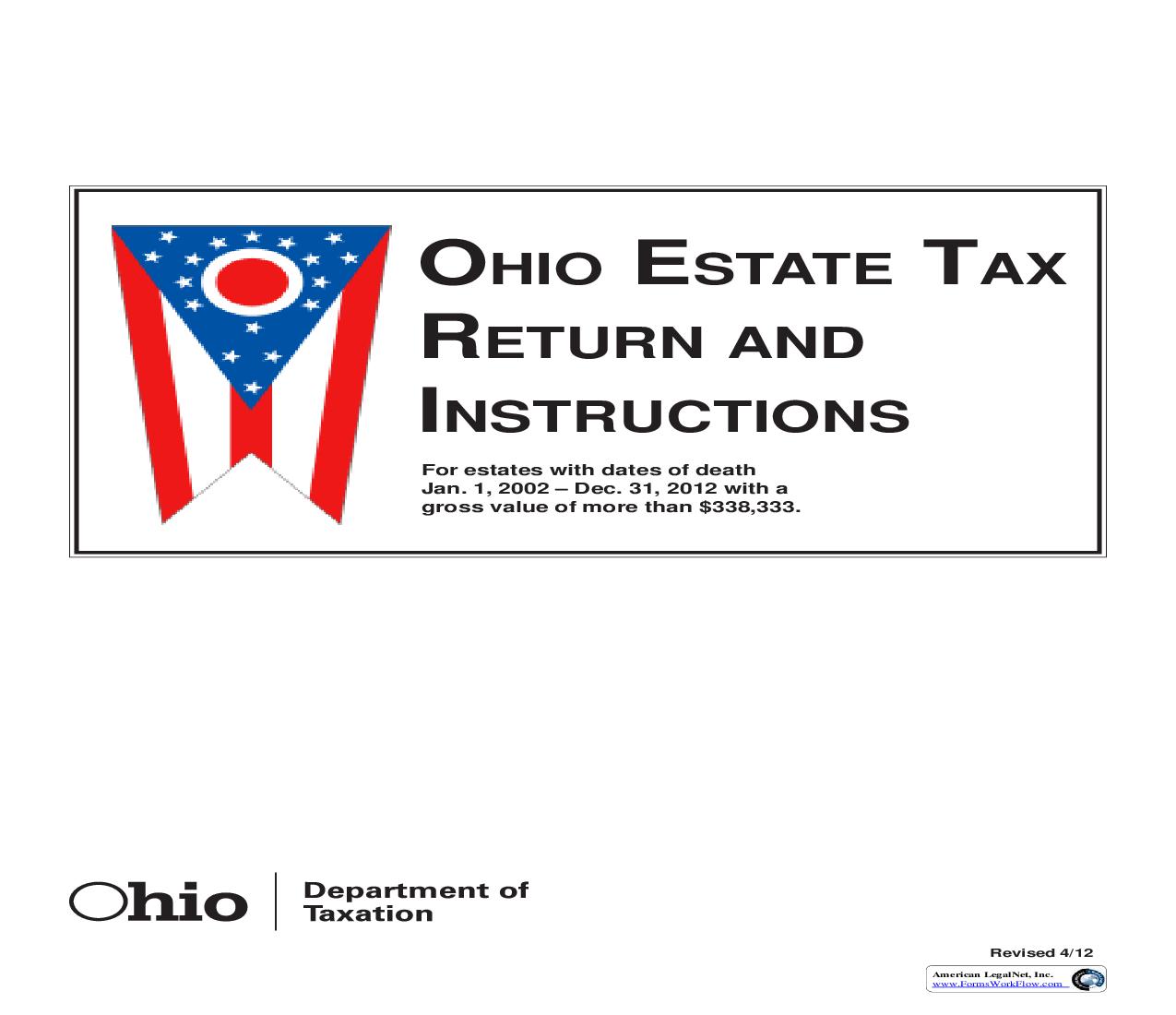 Ohio Estate Tax Return And Instructions Date Of Death 1-1-02  to 12-31-12 | Pdf Fpdf Doc Docx | Ohio