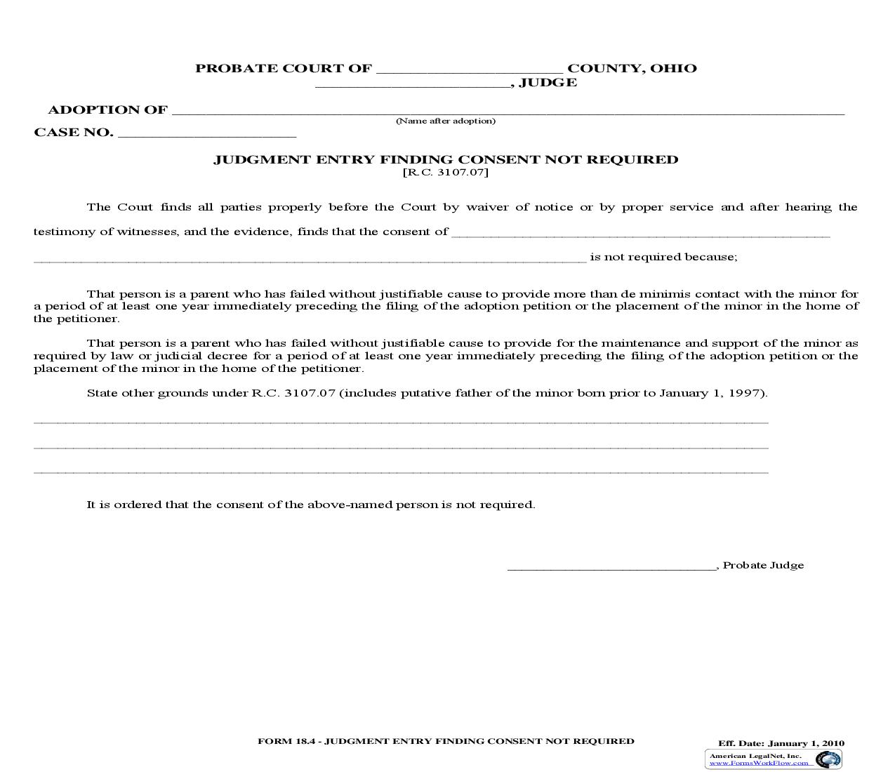Judgment Entry Finding Consent Not Required {18.4} | Pdf Fpdf Doc Docx | Ohio