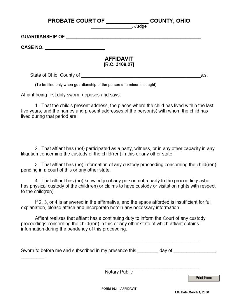 Affidavit {16.1} | Pdf Fpdf Doc Docx | Ohio