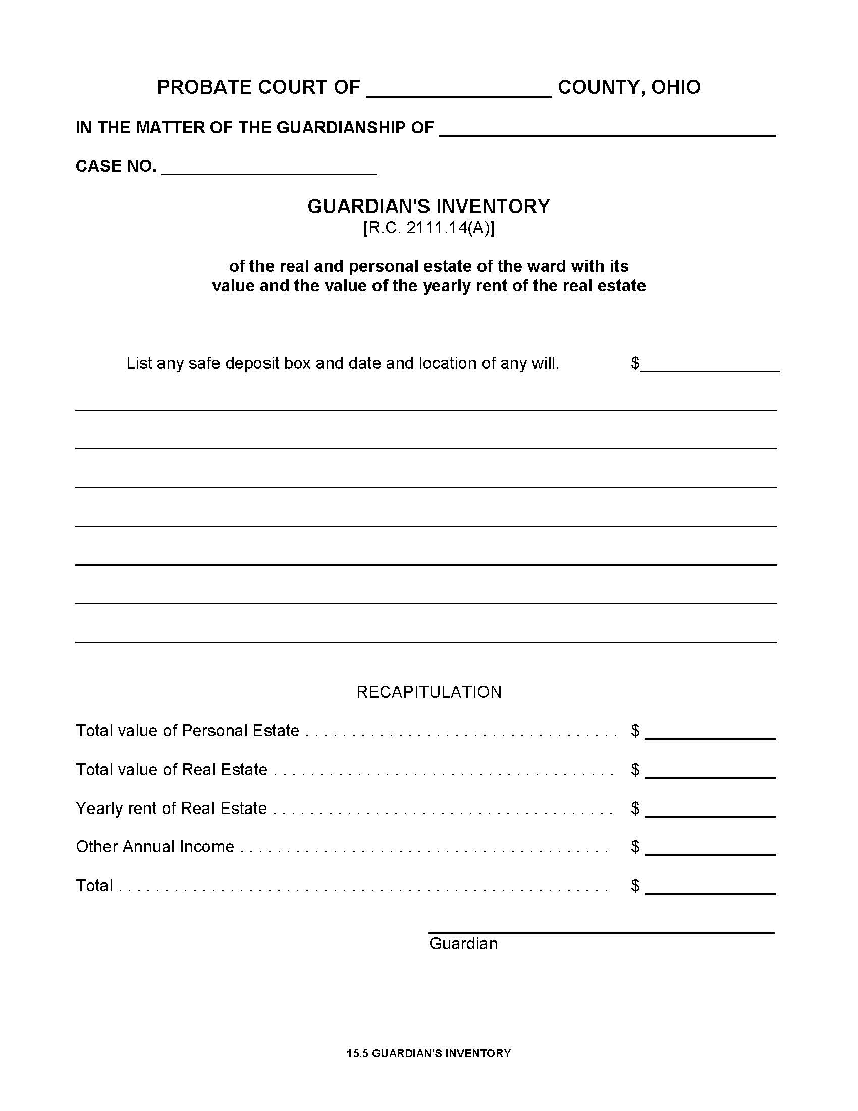 Guardians Inventory {15.5} | Pdf Fpdf Doc Docx | Ohio