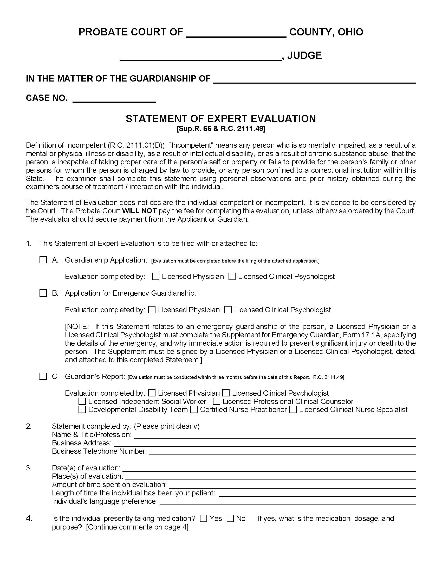 Statement Of Expert Evaluation {17.1} | Pdf Fpdf Doc Docx | Ohio