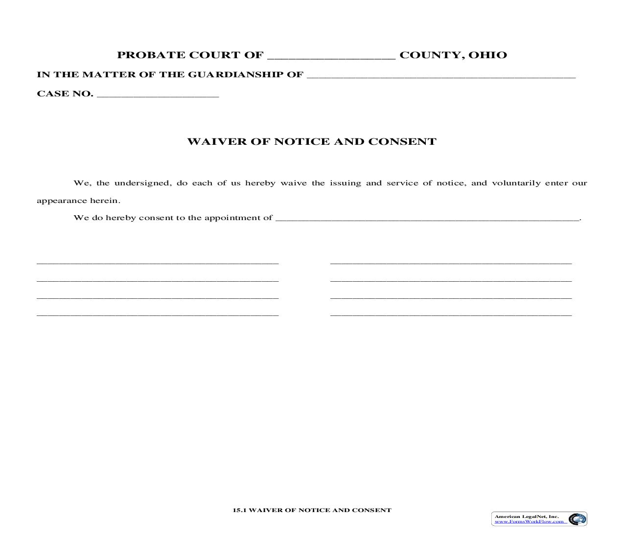 Waiver Of Notice And Consent{15.1} | Pdf Fpdf Doc Docx | Ohio