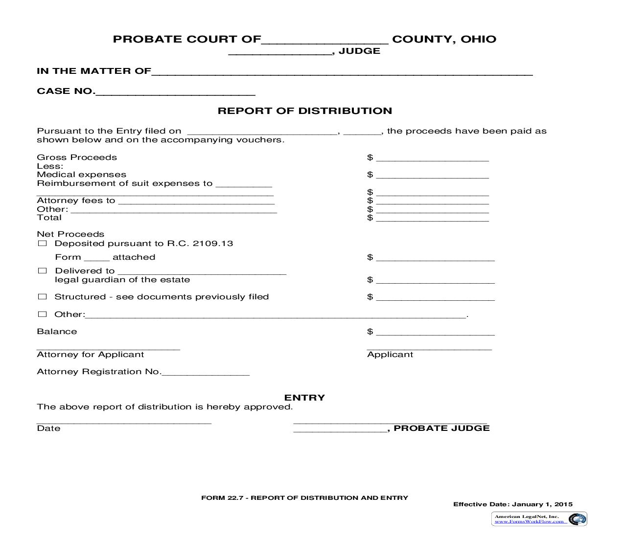Report Of Distribution {22.7} | Pdf Fpdf Doc Docx | Ohio