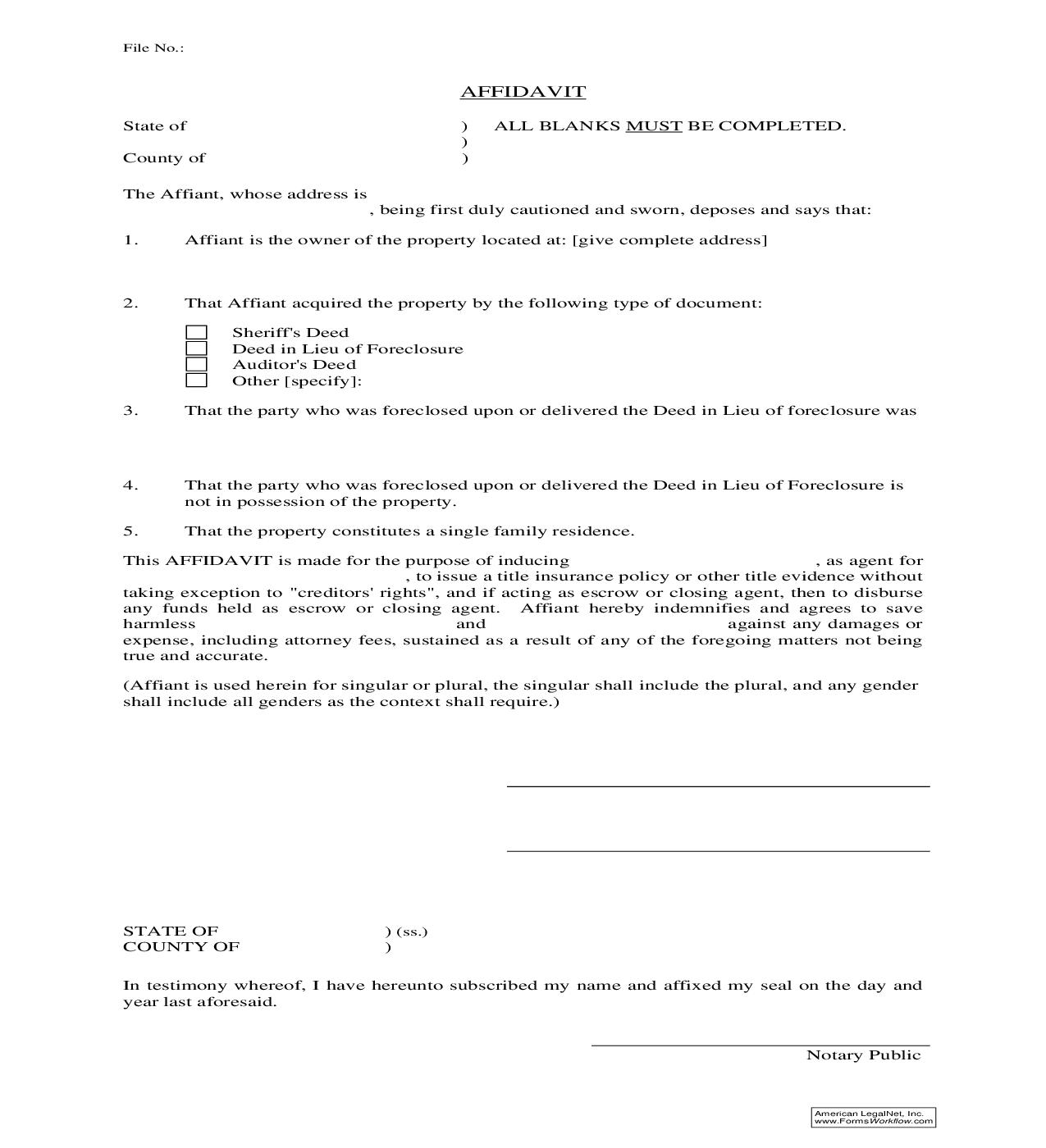 Hold Harmless Affidavit | Pdf Fpdf Doc Docx | Ohio