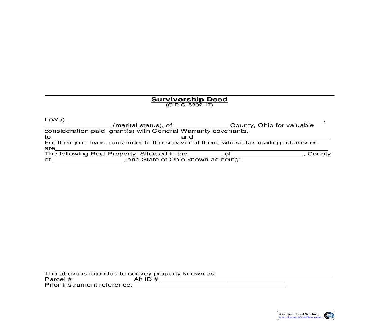 Summit County Survivorship Deed | Pdf Fpdf Doc Docx | Ohio