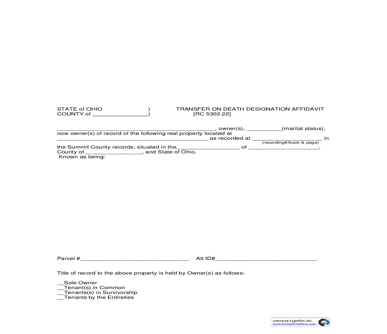 Summit County Transfer On Death Designation Affidavit | Pdf Fpdf Doc Docx | Ohio