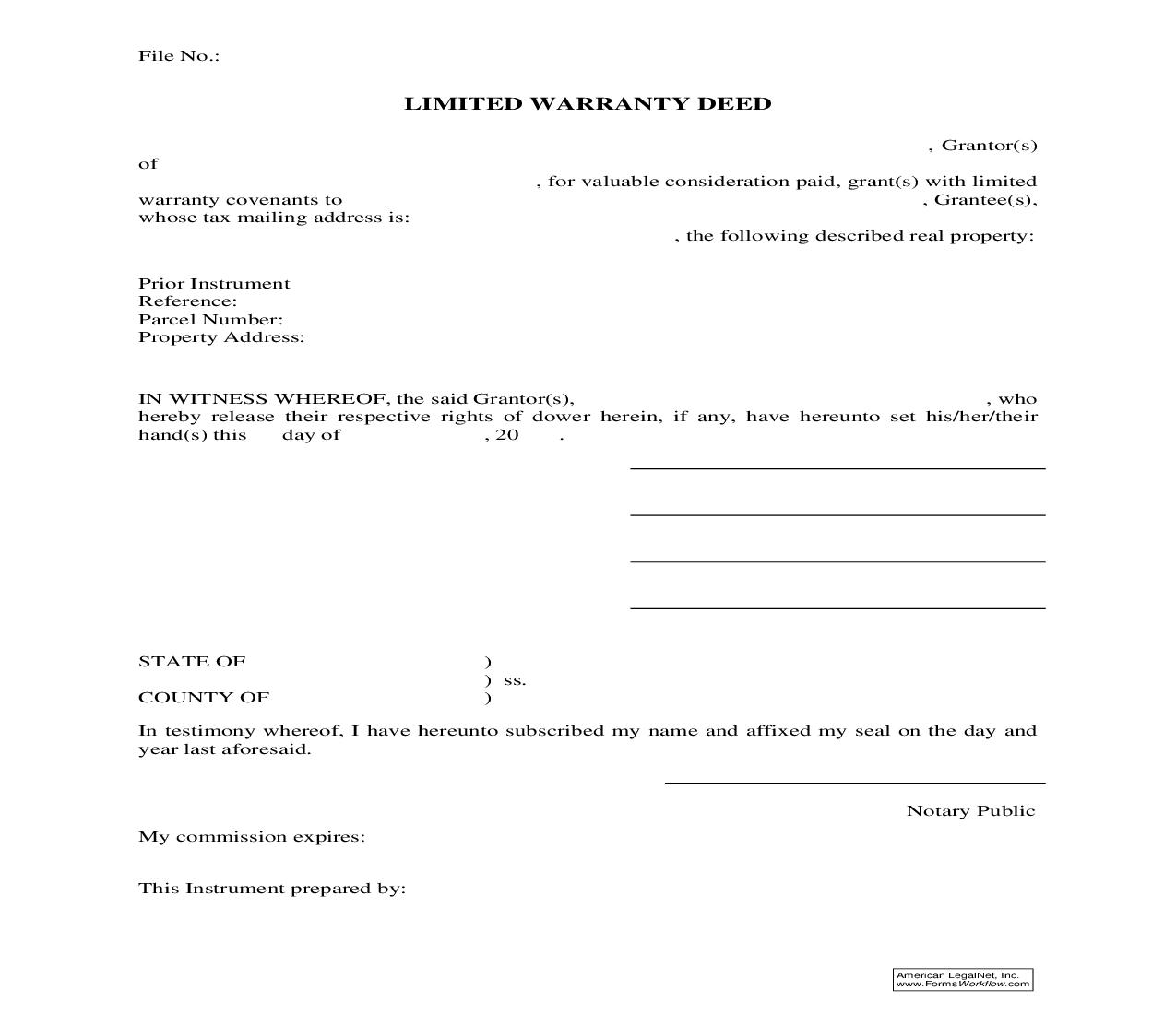 Limited Warranty Deed | Pdf Fpdf Doc Docx | Ohio