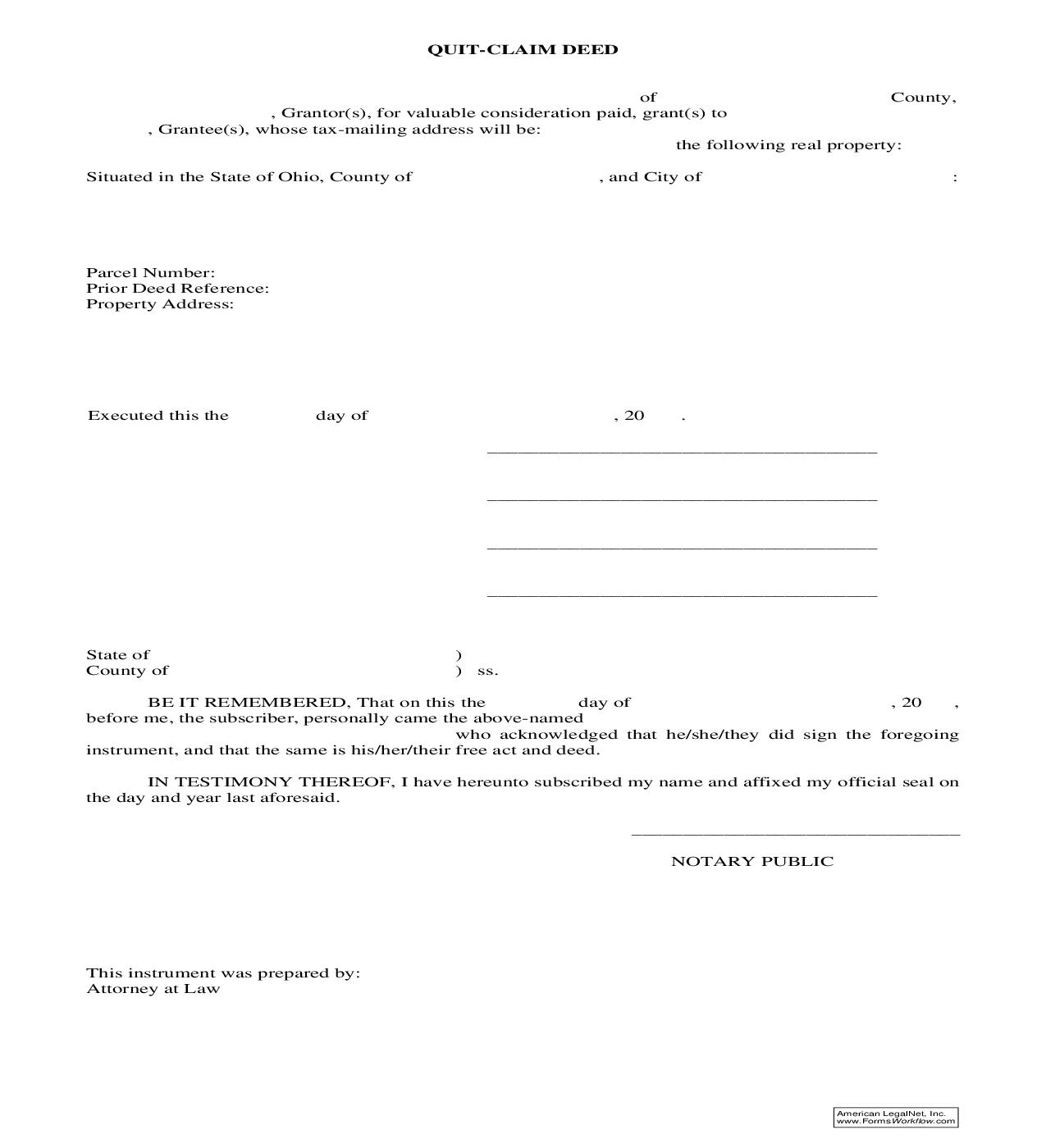 Quit-Claim Deed (Individual) | Pdf Fpdf Doc Docx | Ohio