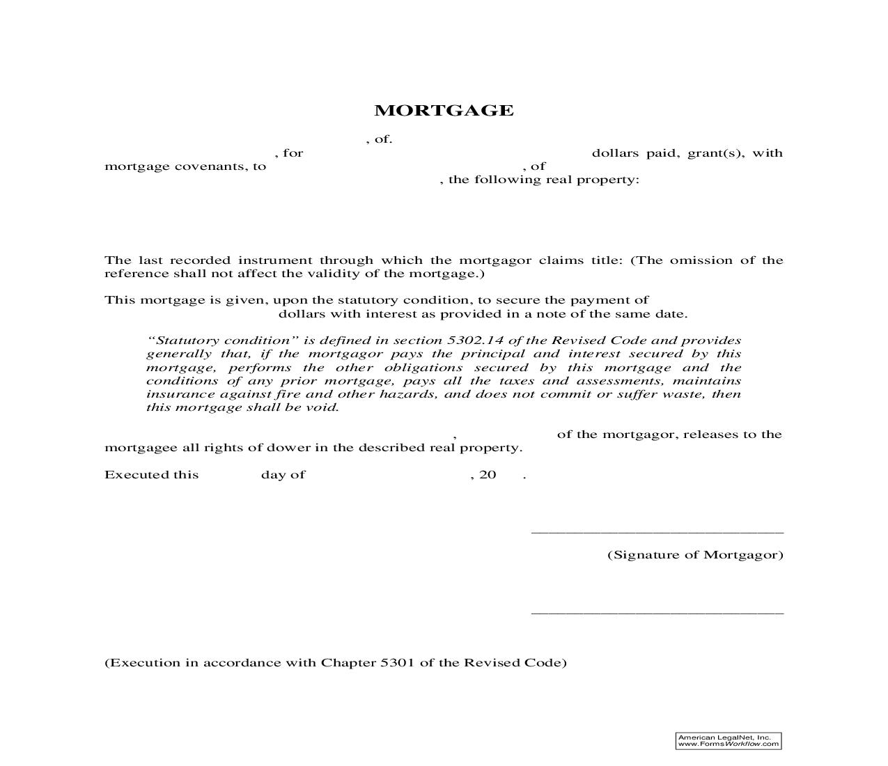 Mortgage (Statutory) | Pdf Fpdf Doc Docx | Ohio