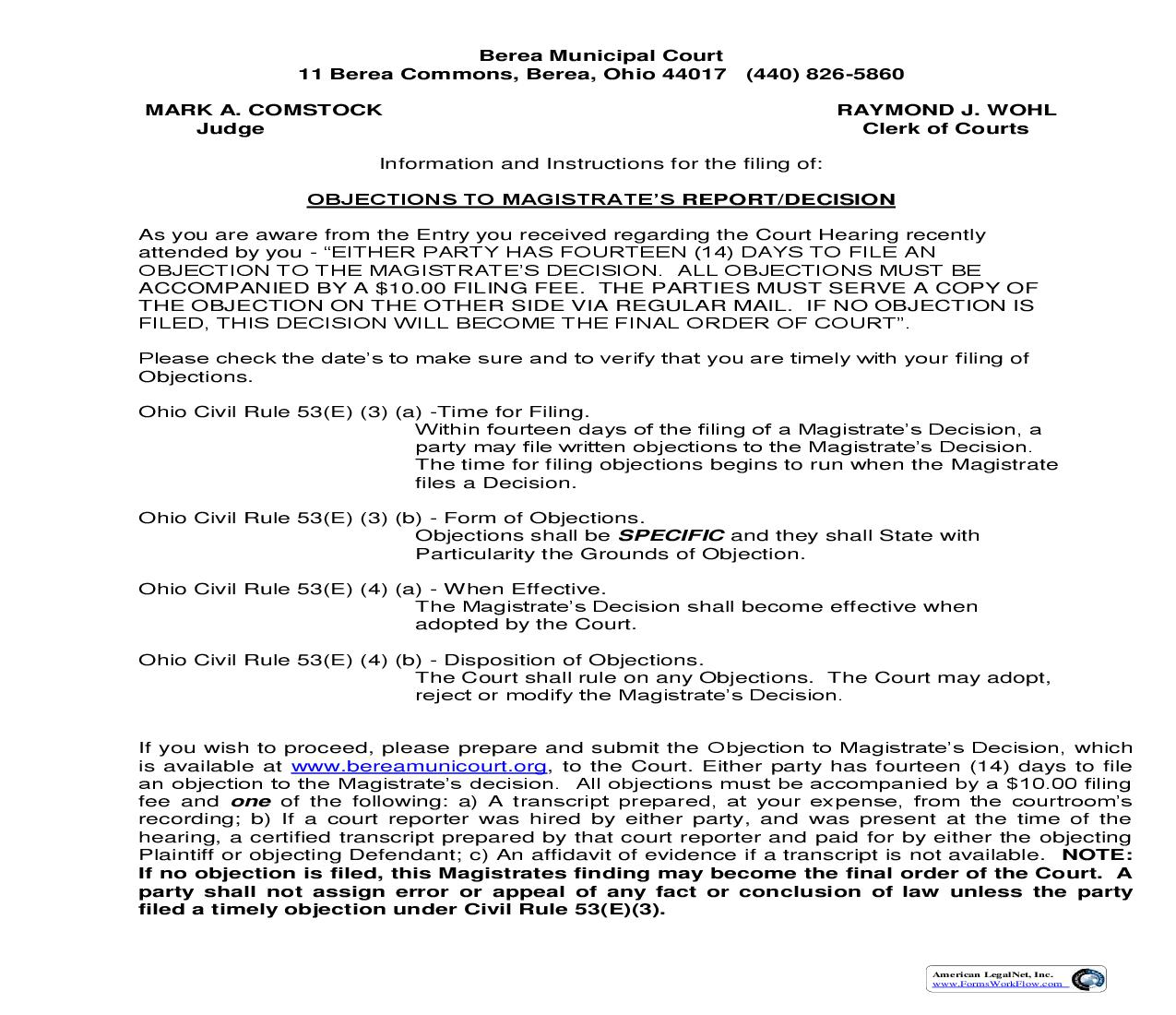 Objections To Magistrates Report Decision | Pdf Fpdf Doc Docx | Ohio