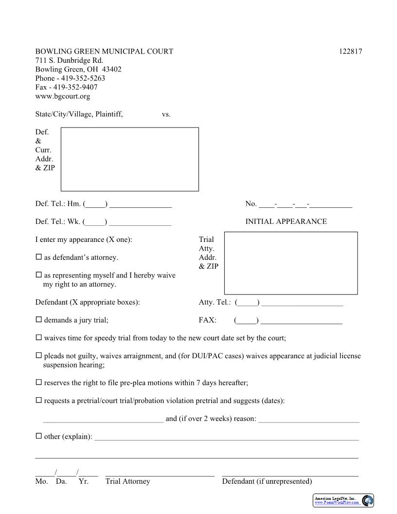 Initial Appearance | Pdf Fpdf Docx | Ohio