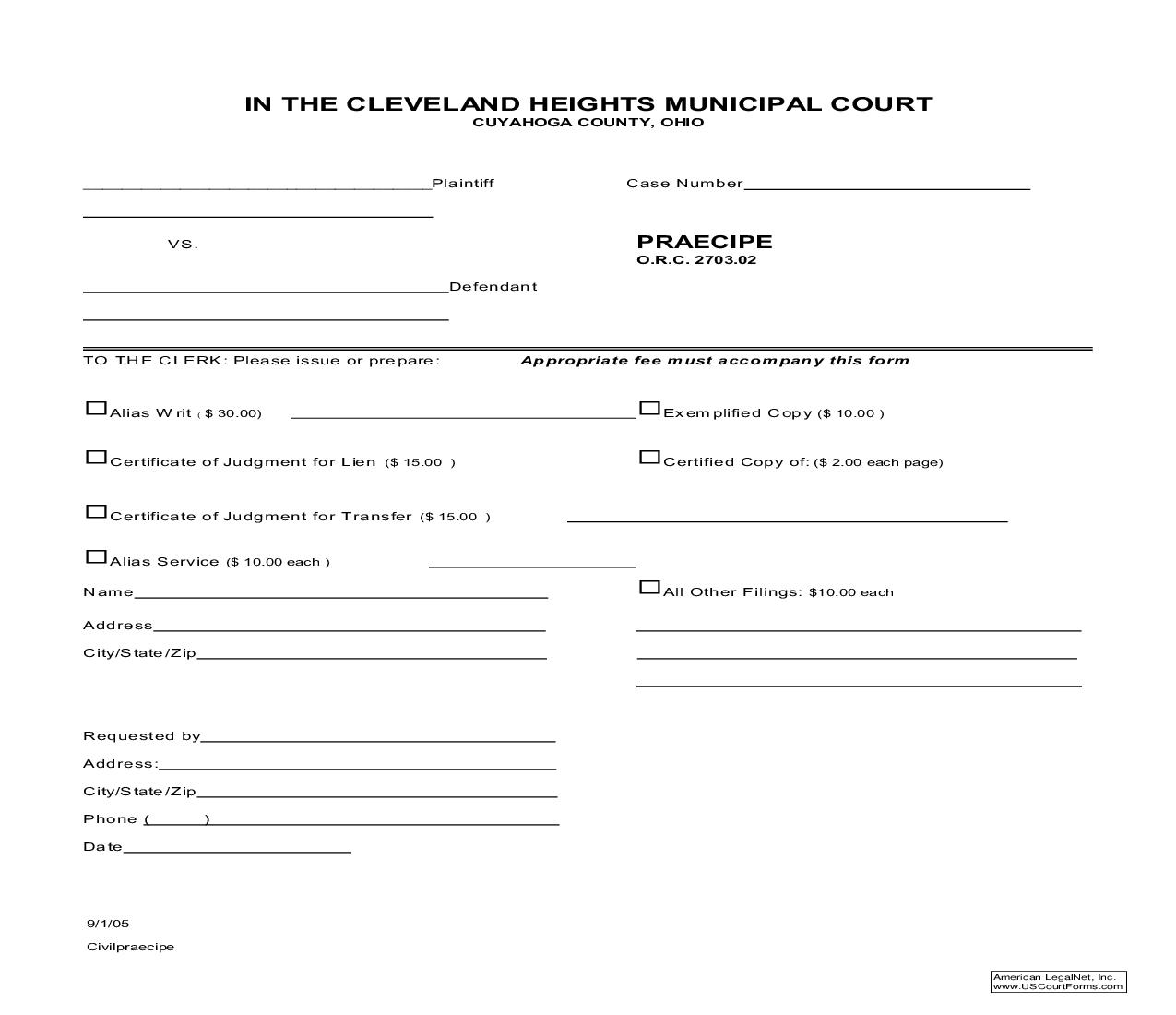 Praecipe | Pdf Fpdf Doc Docx | Ohio