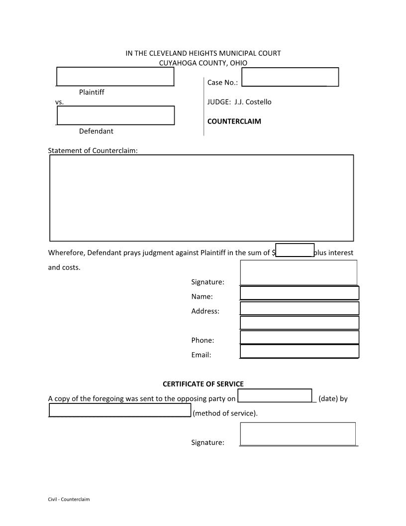 Counterclaim | Pdf Fpdf Doc Docx | Ohio