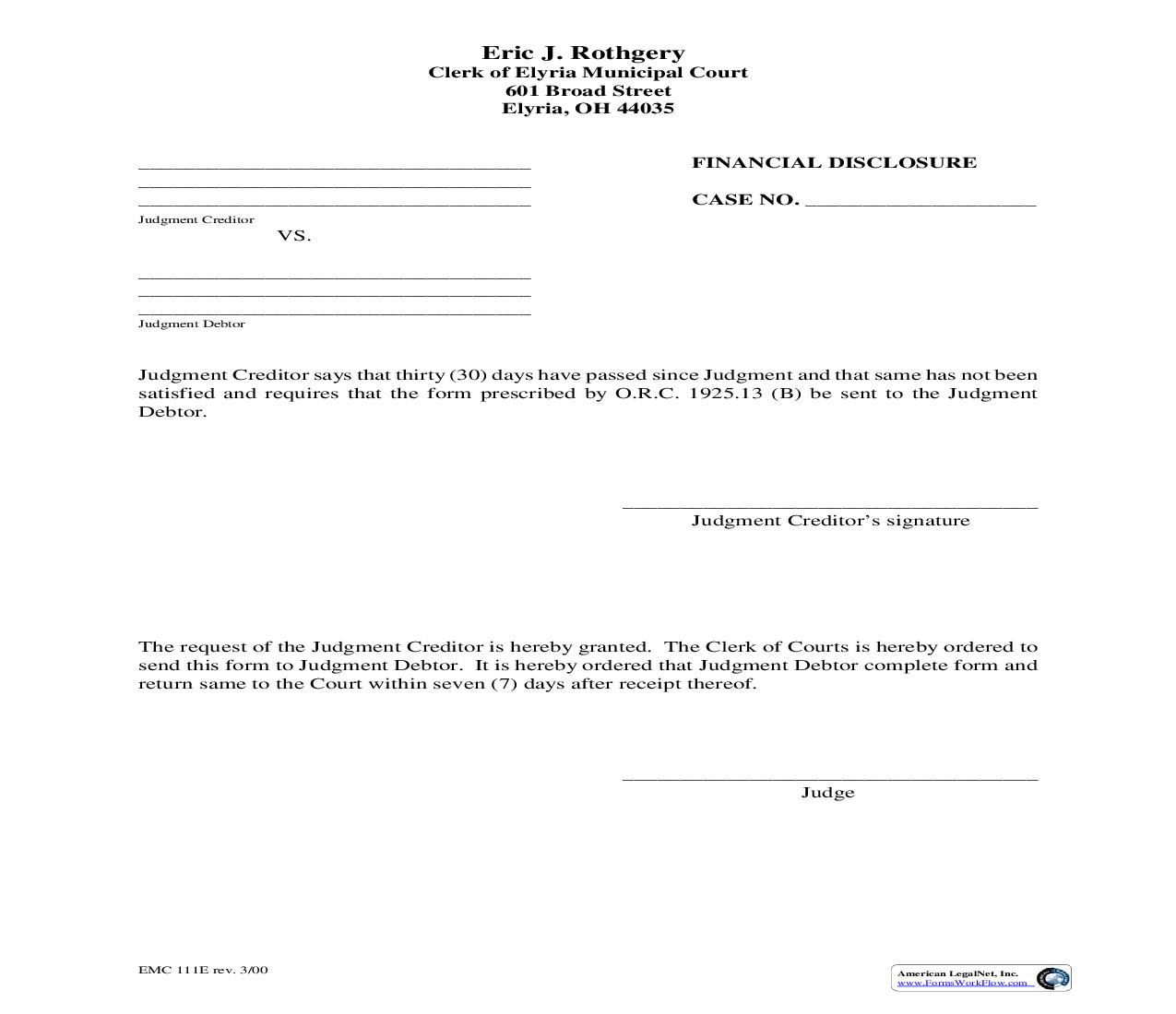 Financial Disclosure {EMC 111E} | Pdf Fpdf Doc Docx | Ohio