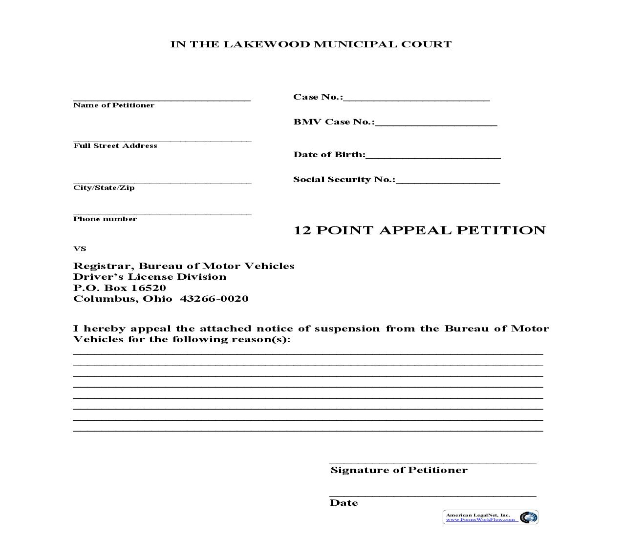 12 Point Appeal Petition | Pdf Fpdf Doc Docx | Ohio