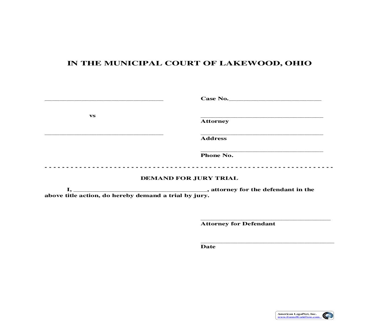 Demand For Jury Trial | Pdf Fpdf Doc Docx | Ohio