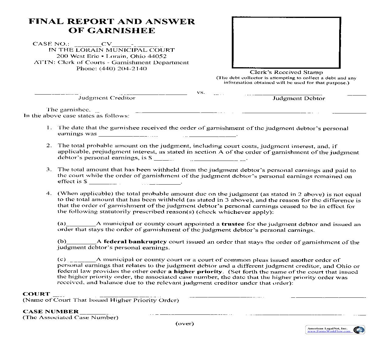 Final Report And Answer Of Garnishee | Pdf Fpdf Doc Docx | Ohio