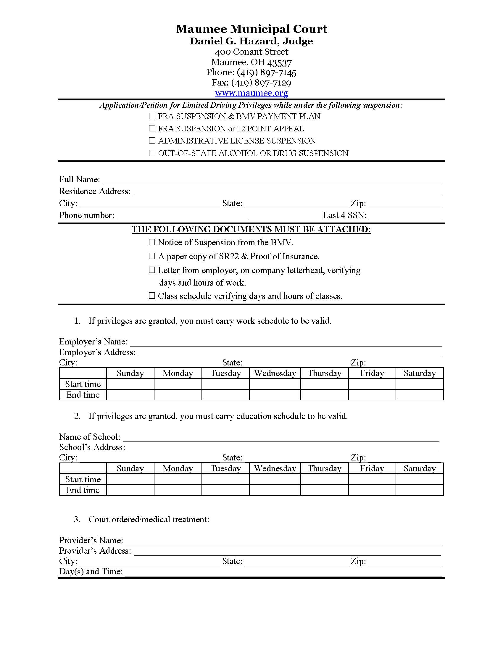 Application For Limited Driving Privileges | Pdf Fpdf Doc Docx | Ohio